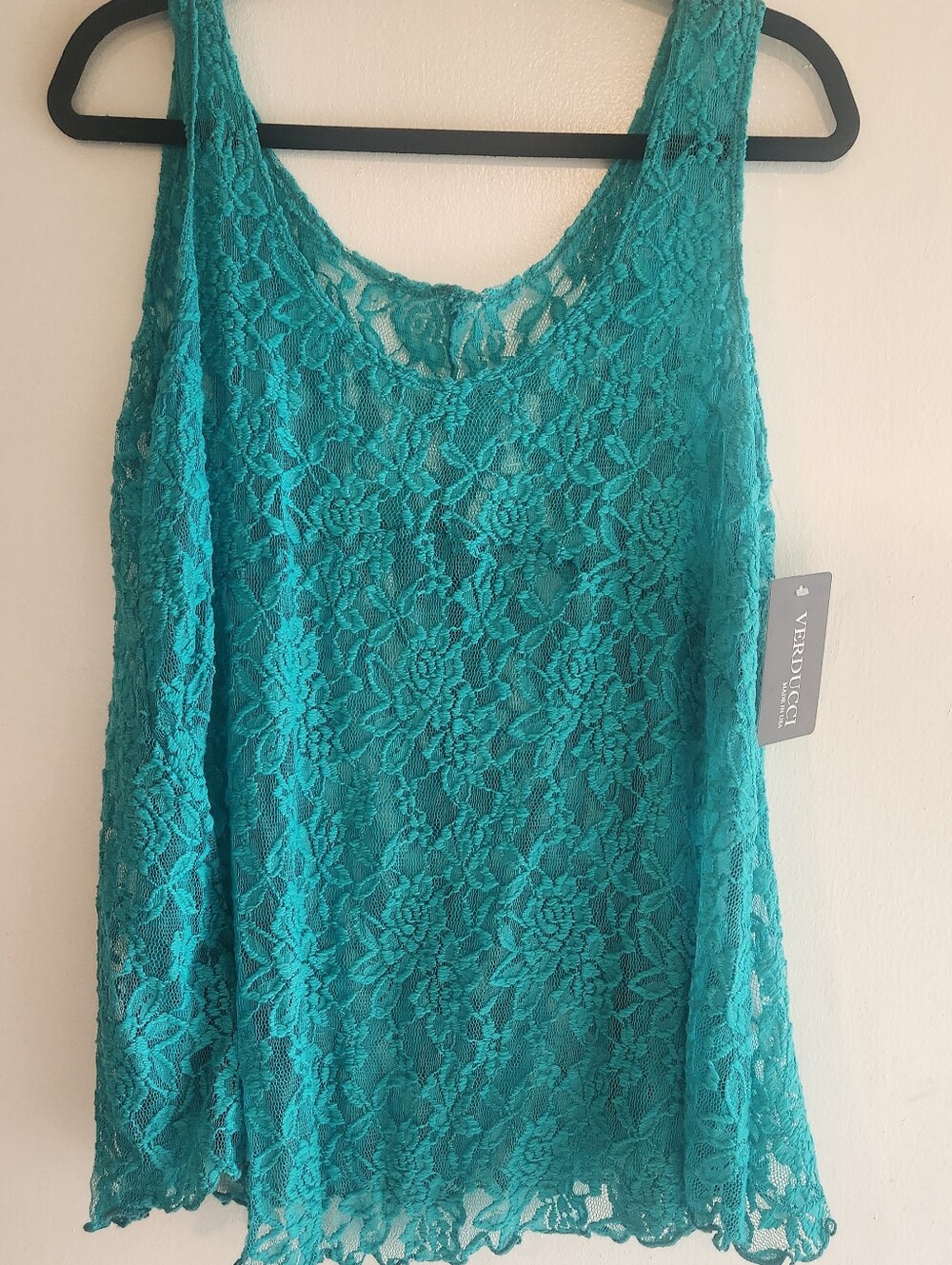 Verducci Teal Lace Scoop Neck Tank